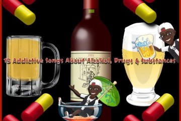 15 Addictive Songs About Alcohol, Drugs & Substances (2025) [📷: Brent Faulkner / The Musical Hype; AcatXIo, Jennifer R., OpenClipart-Vectors from Pixabay]