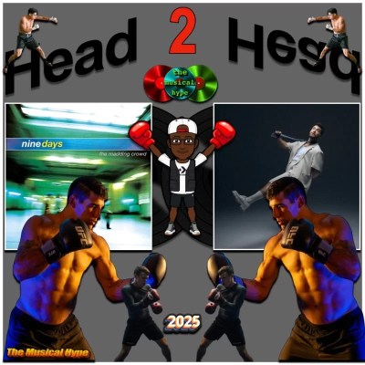 Nine Days vs. JORDY: Head 2 Head No. 20 (2025) [📷: Brent Faulkner / The Musical Hype; 300 Entertainment, Sony Music Entertainment Inc.; Israel Torres, KoolShooters, Los Muertos Crew, RDNE Stock project, Thomas Ronveaux from Pexels; AcatXIo from Pixabay]