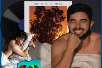 Sam Tsui & Casey Breves, Die With a Smile: Covers No. 10 (2025) [📷: Brent Faulkner /The Musical Hype; mudhutdigital.com; Alan Cordero, Wolf Art from Pexels; AcatXIo, OpenClipart-Vectors from Pixabay]